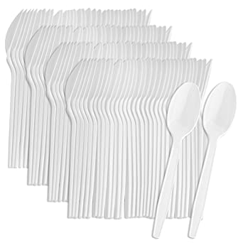 Plastic Cutlery Spoons White 100pc