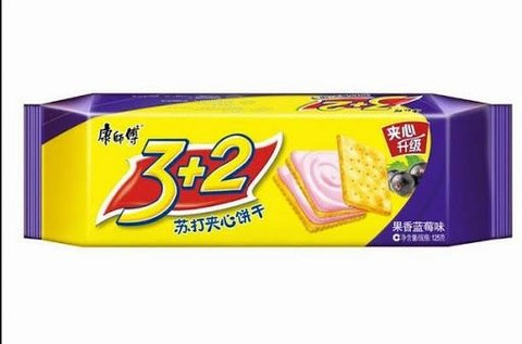 康师傅3+2苏打夹心饼干-蓝莓味 125g