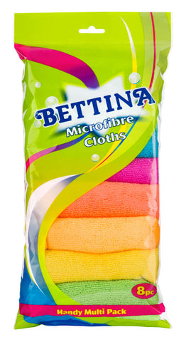 BETTINA Multicoloured Microfibre Cloths 8 Packs
