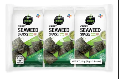 CJ BIBIGO Crispy Seaweed Snacks - Wasabi 3x5g